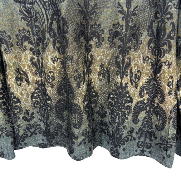 Christopher And Banks Womens Long Sleeve Top Large Green Black Pattern - Picture 4 of 13